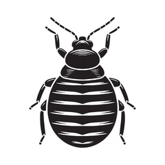 Elusive Bed Bug silhouette, a hidden crawler in the shadows – Bed Bug illustration – Minimalist Bed Bug vector – Insect silhouette

