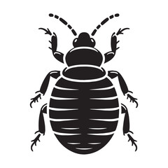 Creeping Bed Bug silhouette, a tiny menace of the night – Bed Bug illustration – Minimalist Bed Bug vector – Insect silhouette

