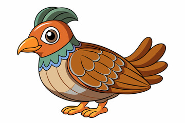 Cute Bird Vector Line Art – Cartoon Clipart Animal Logo Icon on White Background