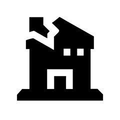 Icon of a damaged building to signify destruction or disrepair