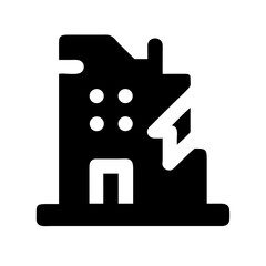 Icon of a damaged building to signify destruction or disrepair