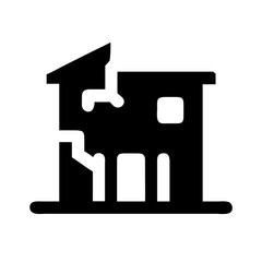 Icon of a damaged building to signify destruction or disrepair