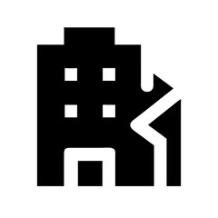 Icon of a damaged building to signify destruction or disrepair