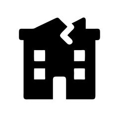 Icon of a damaged building to signify destruction or disrepair