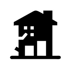 Icon of a damaged building to signify destruction or disrepair