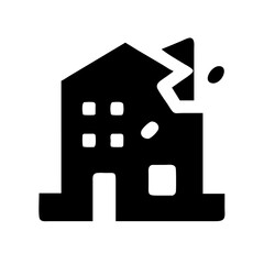 Icon of a damaged building to signify destruction or disrepair