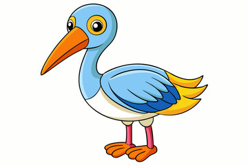 Cute Bird Vector Line Art – Cartoon Clipart Animal Logo Icon on White Background