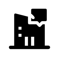 Icon of a damaged building to signify destruction or disrepair