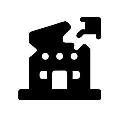 Icon of a damaged building to signify destruction or disrepair