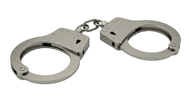 Isolated Metal Handcuffs Used for Law Enforcement
