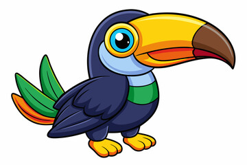 Cute Bird Vector Line Art – Cartoon Clipart Animal Logo Icon on White Background