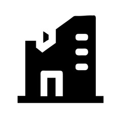 Icon of a damaged building to signify destruction or disrepair