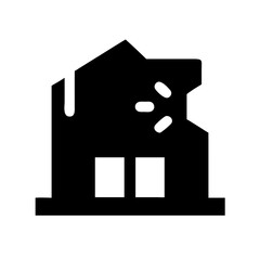 Icon of a damaged building to signify destruction or disrepair