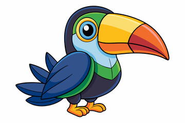 Cute Bird Vector Line Art – Cartoon Clipart Animal Logo Icon on White Background