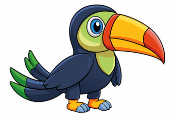 Cute Bird Vector Line Art – Cartoon Clipart Animal Logo Icon on White Background