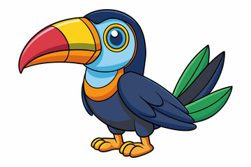 Cute Bird Vector Line Art – Cartoon Clipart Animal Logo Icon on White Background