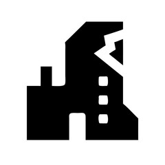 Icon of a damaged building to signify destruction or disrepair