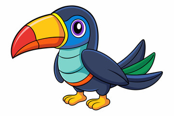 Cute Bird Vector Line Art – Cartoon Clipart Animal Logo Icon on White Background