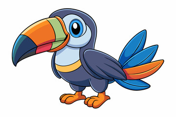 Cute Bird Vector Line Art – Cartoon Clipart Animal Logo Icon on White Background