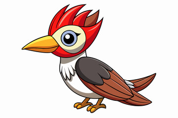 Cute Bird Vector Line Art – Cartoon Clipart Animal Logo Icon on White Background