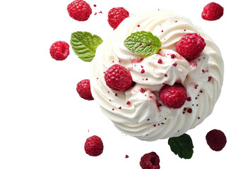 Delicious raspberry cream dessert a sweet treat to savor isolated on transparent background