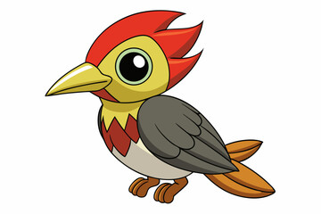 Cute Bird Vector Line Art – Cartoon Clipart Animal Logo Icon on White Background