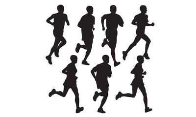  runners on sprint men vector