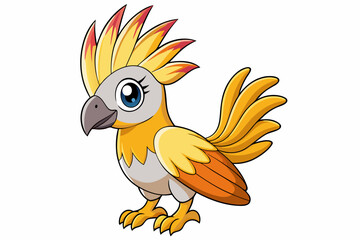 Cute Bird Vector Line Art – Cartoon Clipart Animal Logo Icon on White Background