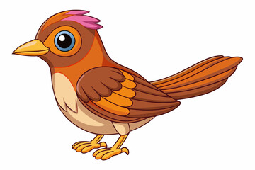 Cute Bird Vector Line Art – Cartoon Clipart Animal Logo Icon on White Background