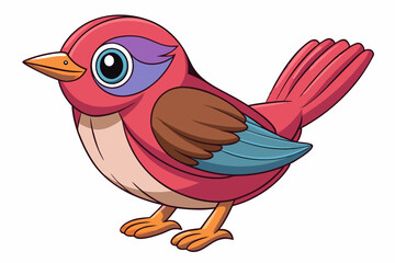 Cute Bird Vector Line Art – Cartoon Clipart Animal Logo Icon on White Background