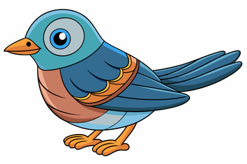 Cute Bird Vector Line Art – Cartoon Clipart Animal Logo Icon on White Background
