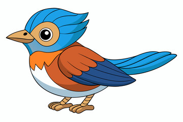 Cute Bird Vector Line Art – Cartoon Clipart Animal Logo Icon on White Background