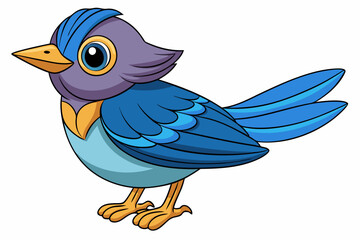 Cute Bird Vector Line Art – Cartoon Clipart Animal Logo Icon on White Background