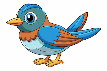 Cute Bird Vector Line Art – Cartoon Clipart Animal Logo Icon on White Background