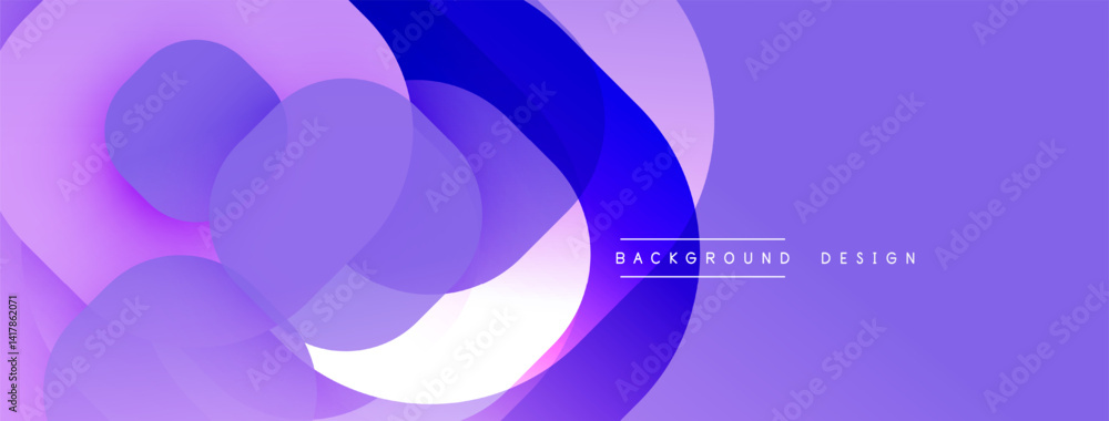 Poster Abstract fluid shapes, purple hues dominate. Overlapping circles create dynamic composition, modern design element.