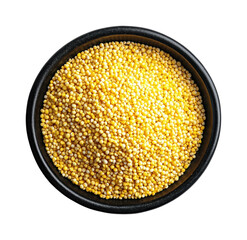 Harvesting millet seeds aerial focus on natural farm nutrition isolated on transparent background