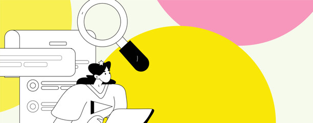 Flat vector illustration of business people operating work scene
