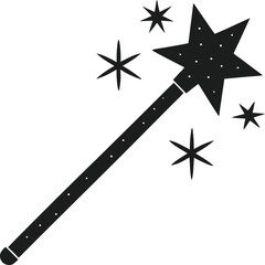 Fototapeta premium Spellcaster's Wand with Stars Silhouette