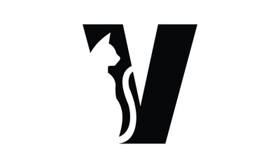 Cat and added letter V logo design for your business