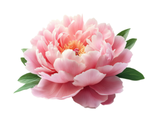 Beautiful pink peony flower nature bright isolated on transparent background