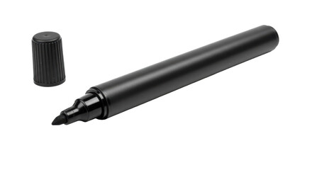 Isolated Black Marker Pen with Cap Off for Writing and Drawing