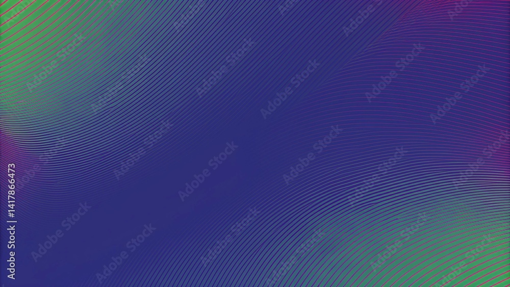 Poster abstract modern fluid wave blend lines green and pink on blue background. vibrant gradient dynamic m