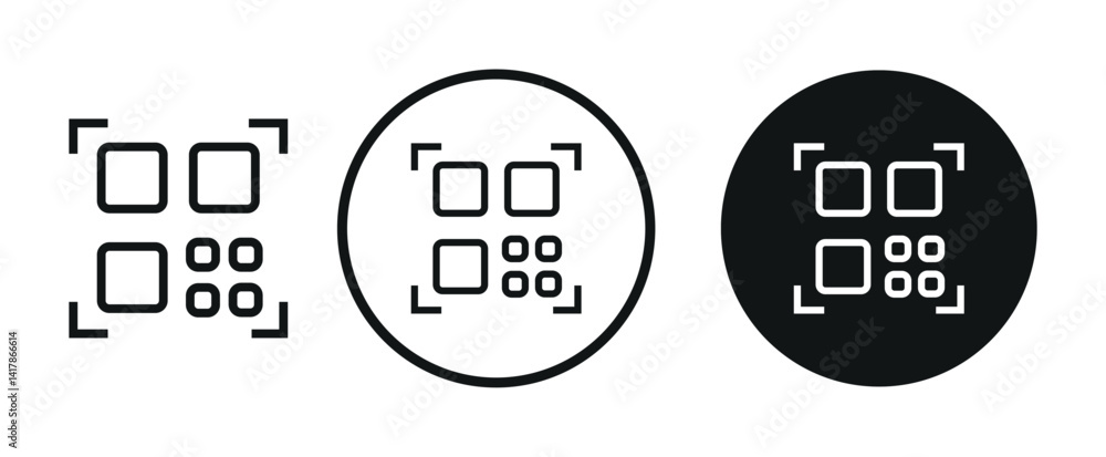 Poster qr code icon set. qr code scanning png and vector illustration on transparent background