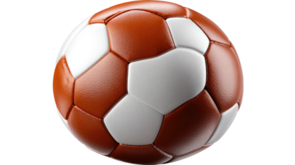 Classic Soccer Ball: A close-up, detailed view of a traditional soccer ball, showcasing its iconic geometric pattern and textured surface. The warm.