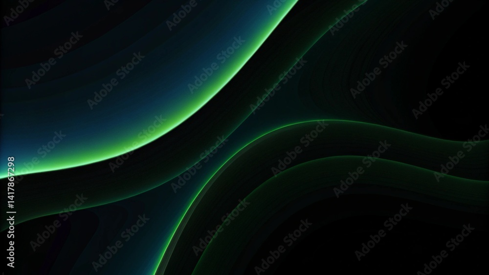 Aufkleber abstract vector wave lines flowing dynamic in blue green colors isolated on black background, futuri