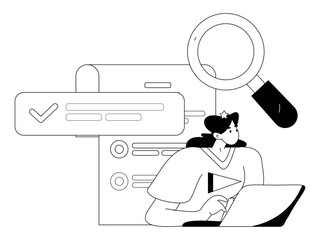 Flat vector illustration of business people operating work scene
