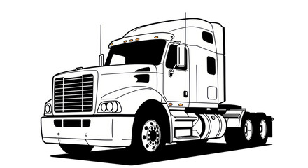 Isolated Truck Cab and Chassis Outline Commercial Transport