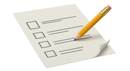 Isolated Checklist with Pencil Marking a Box