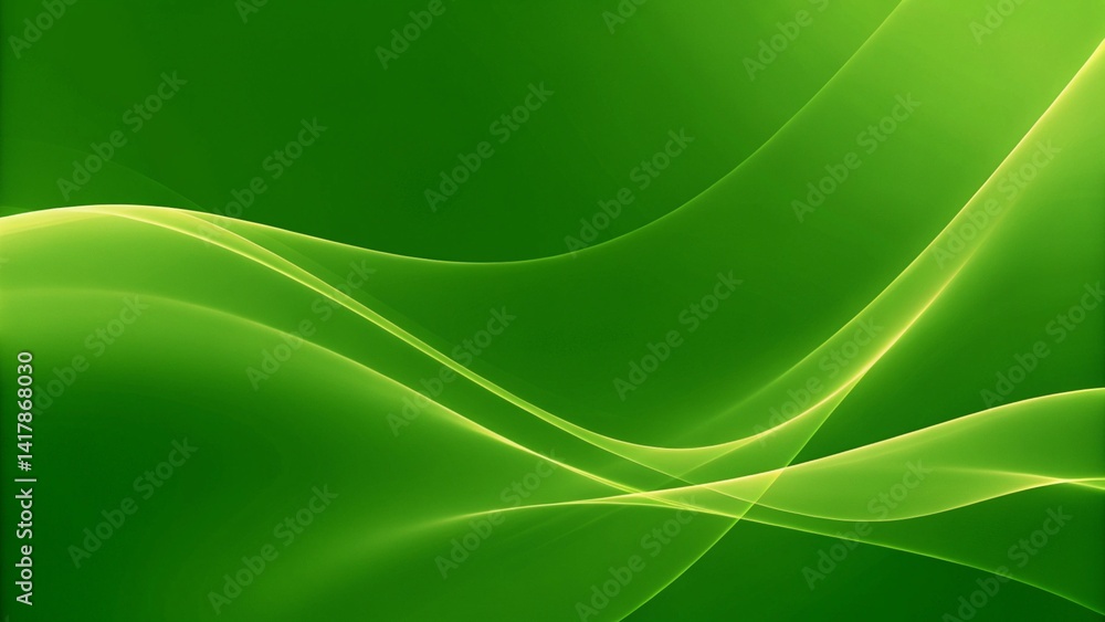 Poster an abstract green wave design symbolizing freshness and tranquility, perfect for backgrounds, digita