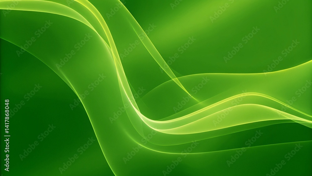 Poster an abstract green wave design symbolizing freshness and tranquility, perfect for backgrounds, digita